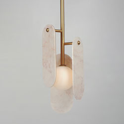 Megalith Stem Hung LED Pendant - Rose Jade