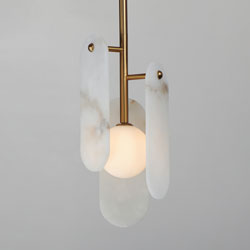 Megalith Stem Hung LED Pendant - Alabaster