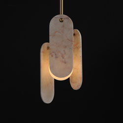 Megalith Cord Hung LED Pendant - Rose Jade