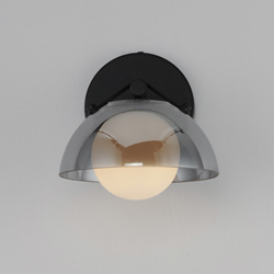 Domain 1-Light Wall Sconce -Smoke/Black Chrome