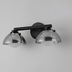 Domain 2-Light Wall Sconce - Smoke/Matte Black