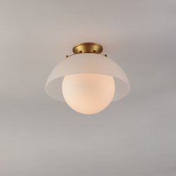 Domain 14" Semi Flush Mount - Frost/Brass